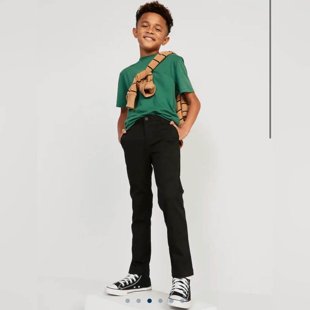 Old Navy Boys Classic Black Cotton Blend Slim Fit Trousers Size 14